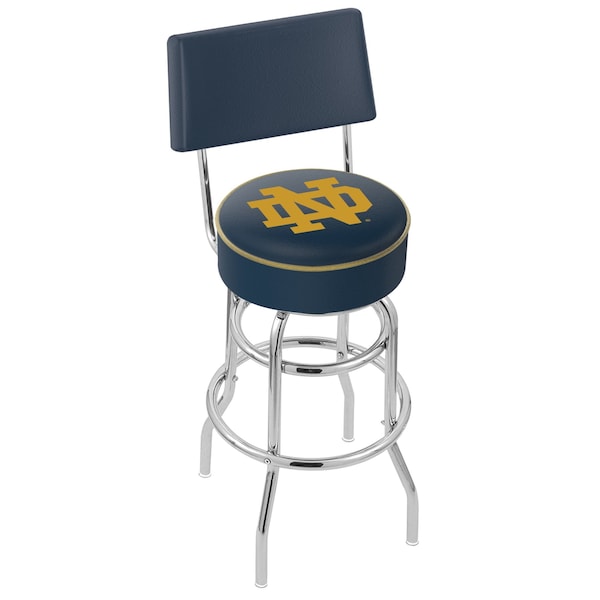 25" Chrome 2-Ring Notre Dame (ND) Swivel Bar Stool, Back